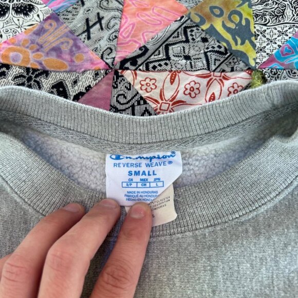 Vintage 90s Champion Reverse Weave Sweatshirt Script Size Small Heather Grey - Picture 6 of 8